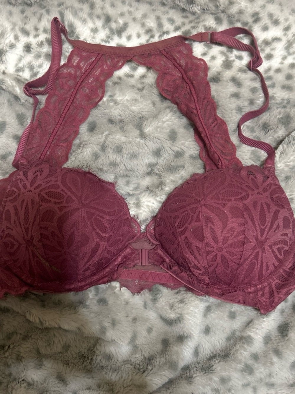 Victoria's Secret Lace Racerback Push-Up Bra - Burgundy